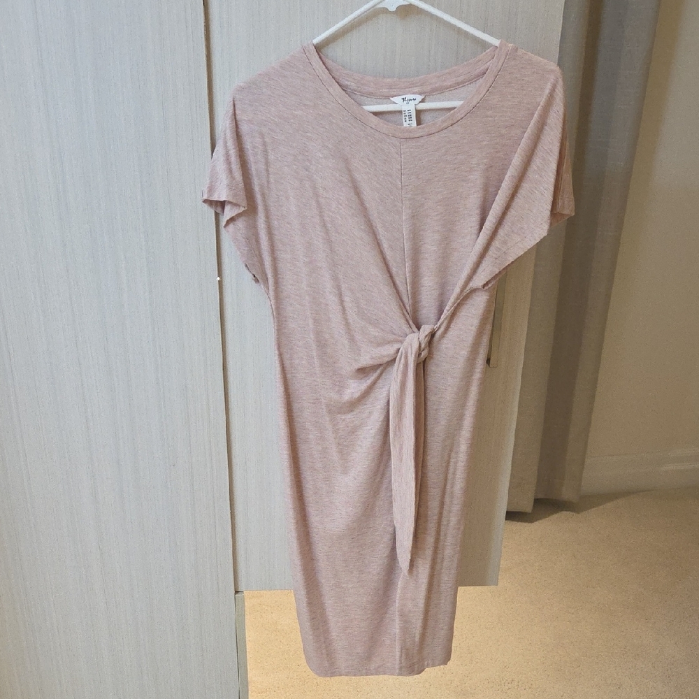 Thyme Maternity Soft Knit Tie-Front Dress in Pink